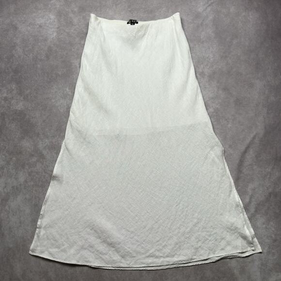 J.CREW Dresses & Skirts - J Crew White 100% Linen Slip Skirt NWT Maxi Flounce Hem Pull On Half Lined Small